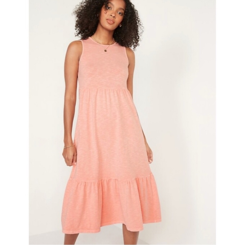 Sleeveless tiered midi dress - size XL - Old Navy peach colour fit & flare dress